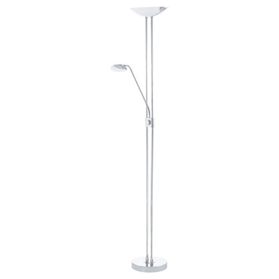 Stylish Floor Lamp with Chrome Finish and White Satin Glass Shade - 20W LED Lighting