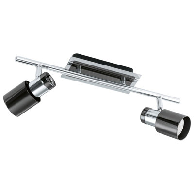 Stylish Flush Ceiling Light with 2 Spotlights in Nickel Finish, GU10 Bulbs Included