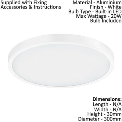 Stylish Flush Ceiling Light with Remote Control - 20W LED in White Finish