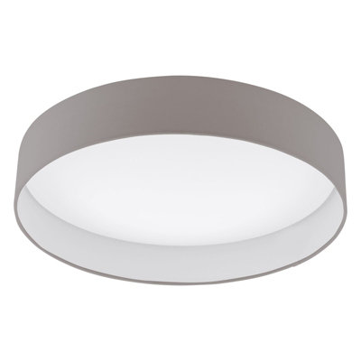 Stylish Flush Ceiling Light with Taupe Fabric Shade and LED Bulb