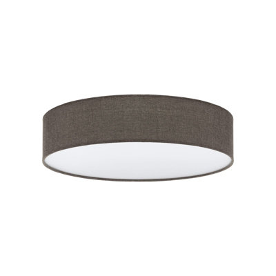 Stylish Flush Ceiling Light with White and Brown Fabric Shade