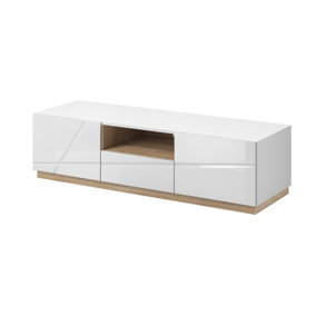 Stylish Futura TV Cabinet in White Gloss with Spacious Storage, Perfect for Modern Living Rooms (W1500mm x H410mm x D510mm)