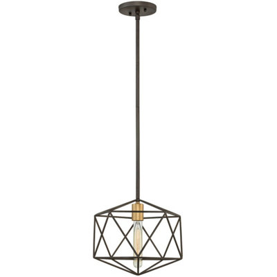 Stylish Geometric Gold Pendant Lamp Holder in Matte Bronze Finish - LED E27 100W