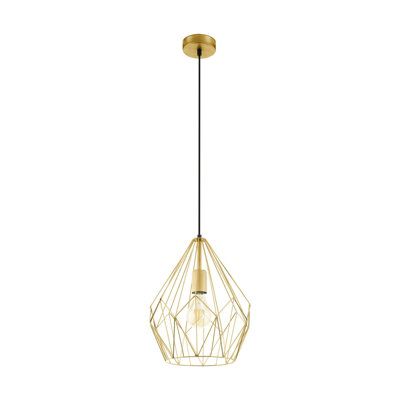 Stylish Gold Wire Cage Hanging Pendant Light for Hallway - 1x 60W E27