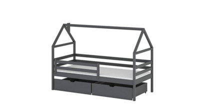 Stylish Graphite Aaron Single Bed with Storage and Bonnell Mattress (H)750mm (W)1980mm (D)970mm, Ideal for Kids