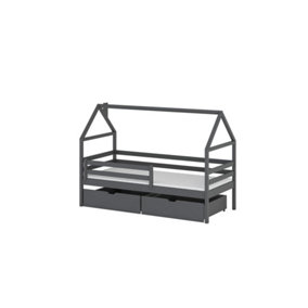 Stylish Graphite Aaron Single Bed with Storage and Bonnell Mattress (H)750mm (W)1980mm (D)970mm, Ideal for Kids
