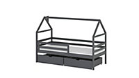 Stylish Graphite Aaron Single Bed with Storage and Foam Mattress (H)750mm (W)1980mm (D)970mm, Ideal for Kids