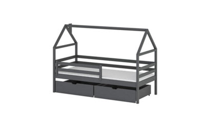 Stylish Graphite Aaron Single Bed with Storage (H)750mm (W)1980mm (D)970mm, Ideal for Kids