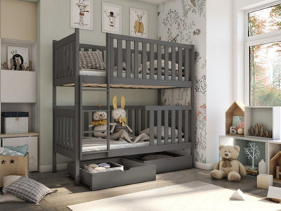 Stylish Graphite David Bunk Bed with Storage (H)179cm (W)198cm (D)98cm - Versatile & Modern