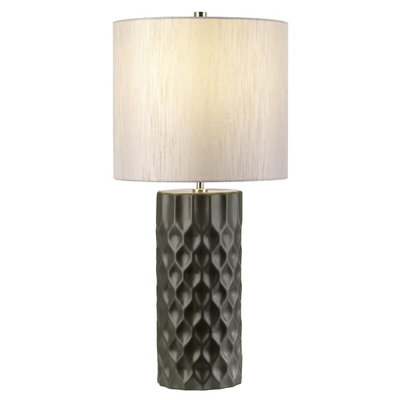 Stylish Graphite Finish Table Lamp with Steel Shade and Polished Nickel Finial