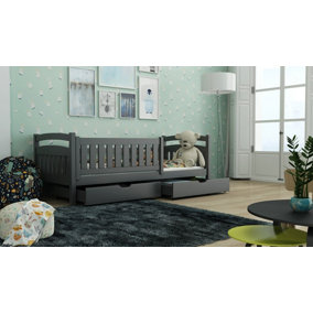 Stylish Graphite Terry Bed for Kids (H)850mm (W)1980mm (D)970mm with Clever Storage