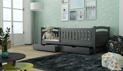 Stylish Graphite Terry Bed for Kids with Storage and Bonnell Mattress (H)850mm (W)1980mm (D)970mm, Space-Efficient Design