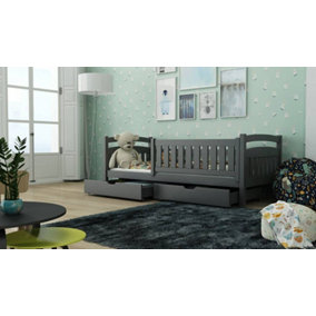 Stylish Graphite Terry Bed for Kids with Storage and Bonnell Mattress (H)850mm (W)1980mm (D)970mm, Space-Efficient Design