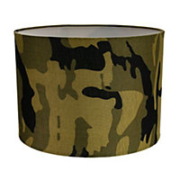 Stylish Green and Black Army Camouflage Drum 10" Lampshade for Table or Pendant