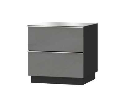 Stylish Grey Helio 38 TV Cabinet, Compact Storage with Drawer & Open Shelf, Cable Management, H500mm W500mm D480mm