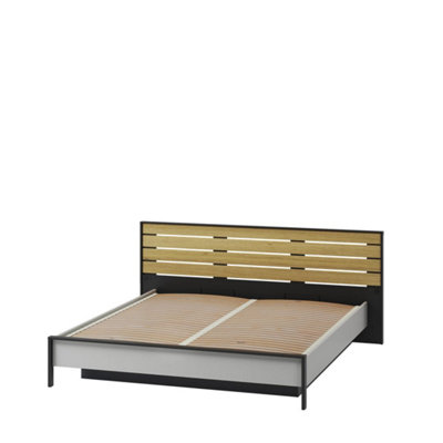 Stylish GRIS Ottoman Bed EU Super King Size (180x200cm) with Spacious Underbed Storage and LED Lighting