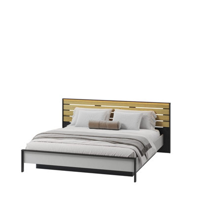 Stylish GRIS Ottoman Bed EU Super King Size (180x200cm) with Spacious Underbed Storage and LED Lighting