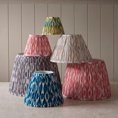 Stylish Handcrafted 16cm Tapered Cylinder Lamp Shade in Yellow and Jade - Unique Ikat Pattern