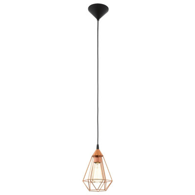 Stylish Hanging Ceiling Pendant Light with Copper Wire Cage and E27 Bulb Socket for Hallways