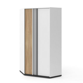 Stylish Imola Corner Wardrobe with Hinged Door in White Matt - Spacious and Modern (H)1980mm (W)950mm (D)950mm