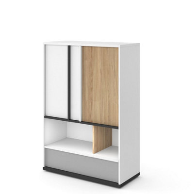 Stylish Imola Sideboard Cabinet with Drawers and Shelves in White Matt - Spacious and Modern (H)1300mm (W)900mm (D)400mm