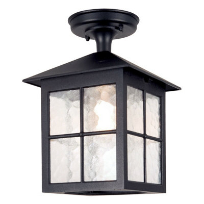 Stylish IP43 Outdoor Black LED Semi-Flush Light with E27 Socket