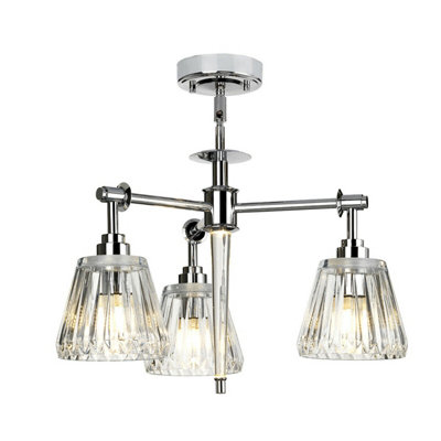 Stylish IP44 3-Bulb Ceiling Pendant Light in Polished Chrome with LED G9 Bulbs