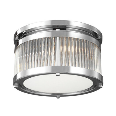 Stylish IP44 3 Bulb Flush Mount Light with Chrome Finish and Secure Glass Shades