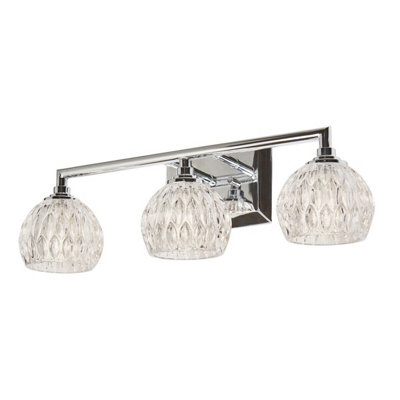 Stylish IP44 3 Bulb Polished Chrome Wall Light Sconce with LED G9 Bulbs