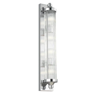 Stylish IP44 4-Bulb Pendant Light with Chrome Finish and Long Glass Shades