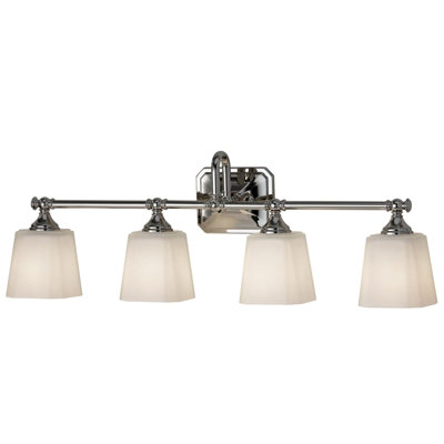 Stylish IP44 4 Bulb Wall Light with Opal Etched Glass and Polished Chrome Finish