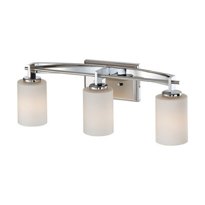 Stylish IP44 Arc Shaped 3 Bulb Wall Light with Opal Glass and Polished Chrome Finish