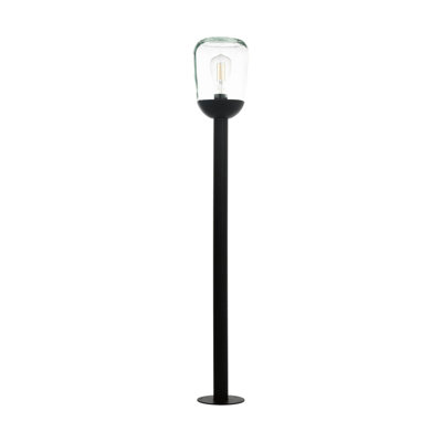 Stylish IP44 Outdoor Bollard Light in Black Aluminium and Glass with E27 Bulb Holder