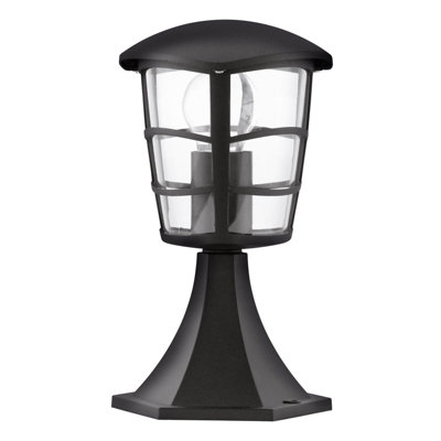 Stylish IP44 Outdoor Pedestal Light in Black Aluminium for E27 Bulb