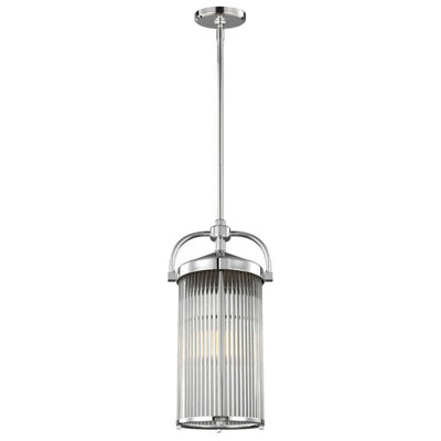 Stylish IP44 Ridged Glass Ceiling Pendant Light with Chrome Finish and LED Bulbs