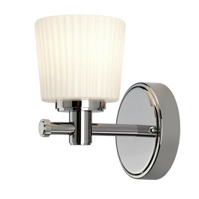 Stylish IP44 Round Wall Light with Opaque Glass and Polished Chrome Finish