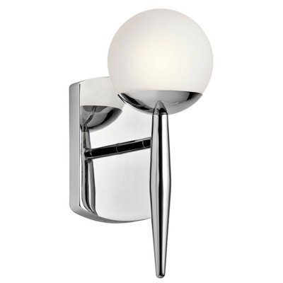 Stylish IP44 Wall Light with Satin Etched Opal Globes and Polished Chrome Finish