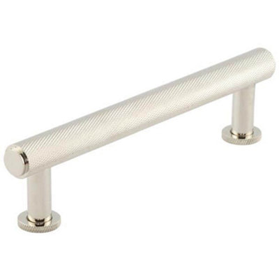 Stylish Knurled Cabinet Handle in Polished Nickel - 128mm - Kitchen Drawer Pull Handle