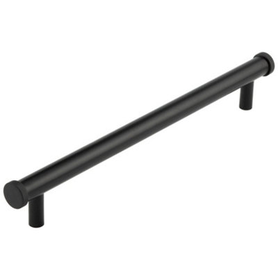 Stylish Knurled Diamond Cabinet Handle - 224mm Ctrs Black Finish - Kitchen Drawer Pull Handle