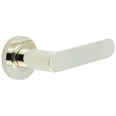 Stylish Knurled Door Handle in Polished Nickel Finish - Solid Brass Interior Handle