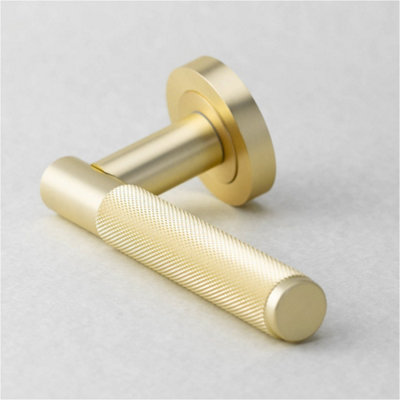 Stylish Knurled Satin Brass Door Handle for Modern Interiors - Interior Handle