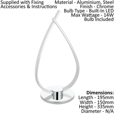 Stylish LED Table Lamp with Chrome Finish and White Shade