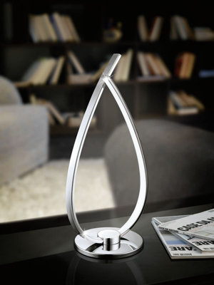 Stylish LED Table Lamp with Chrome Finish and White Shade