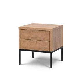 Stylish Loft Caramel Bedside Table H480mm W450mm D400mm with Two Drawers for Modern Bedrooms