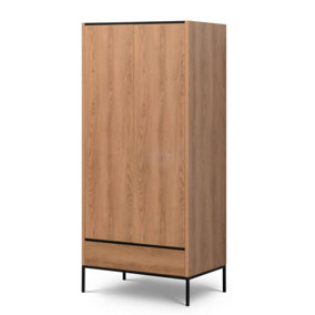 Stylish Loft Caramel Hinged Wardrobe H2000mm W900mm D600mm with Hanging Rail and Drawer