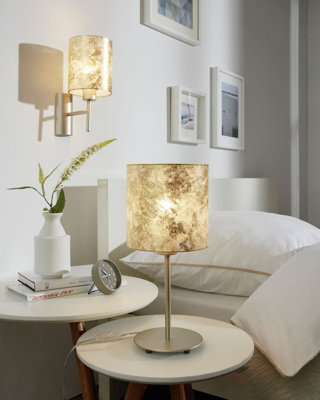 Stylish Low Ceiling Light with 2 Matching Wall Sconces in Elegant Gold Fabric