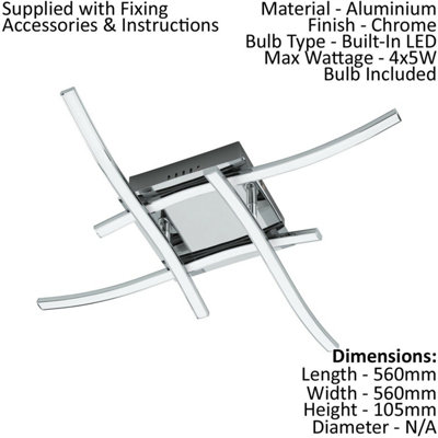 Stylish Low Ceiling Light with Two Chrome Wall Sconces - Modern LED ...