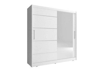 Stylish Maja I Alu Sliding Door Wardrobe H2000mm W1800mm D620mm in White - Timeless Elegance for Your Space