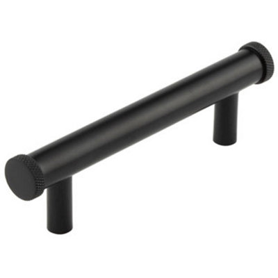 Stylish Matt Black 96mm Cabinet Handle with Knurled Diamond Design - Kitchen Drawer Pull Handle