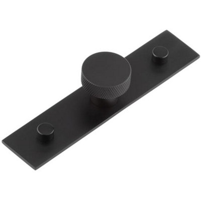 Stylish Matt Black Cupboard Knob with 30mm Plain Backplate - Kitchen Cabinet Knob